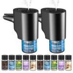 Car Air Freshener, 5 Scents, 10 Refills, Smart car Air Freshener for Vent Clips, Auto On/Off, Three Spray Modes, Car Fresheners Long Lasting (2Pack)