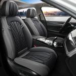 MINGBRON Leather Car Seat Covers,Car Seat Protector Waterproof,Seat Covers Full Set, Car Seat Protectors 5 Seats,Automotive Seat Covers Fit Most Cars Grey&Black