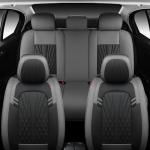 MINGBRON Leather Car Seat Covers,Car Seat Protector Waterproof,Seat Covers Full Set, Car Seat Protectors 5 Seats,Automotive Seat Covers Fit Most Cars Grey&Black