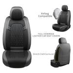 MINGBRON Leather Car Seat Covers,Car Seat Protector Waterproof,Seat Covers Full Set, Car Seat Protectors 5 Seats,Automotive Seat Covers Fit Most Cars Grey&Black