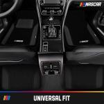 NASCAR Car Floor Mats, Carpet & Black Leather Design Car Mats, Universal-Fit All-Weather Car Floor Mats with Built-in Heel Pad & Anti-Slip Backing, Durable Odorless Automotive Interior Accessories