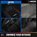NASCAR Car Floor Mats, Carpet & Black Leather Design Car Mats, Universal-Fit All-Weather Car Floor Mats with Built-in Heel Pad & Anti-Slip Backing, Durable Odorless Automotive Interior Accessories