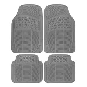 BDK All Weather Rubber Floor Mats for Car SUV & Truck - 4 Pieces Set (Front & Rear), Trimmable, Heavy Duty Protection (Grey), 1 Count (Pack of 1)