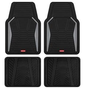 Rubbermaid Car Mat Full Set All-Weather Heavy-Duty 4 Pieces– Trim-to-Fit Universal Car Mats Full Set – Waterproof Rubber Floor Liners for Most Trucks, SUVs, Vans, and Sedans-Gray