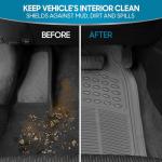 BDK All Weather Rubber Floor Mats for Car SUV & Truck - 4 Pieces Set (Front & Rear), Trimmable, Heavy Duty Protection (Grey), 1 Count (Pack of 1)