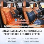 Coverado Car Seat Covers Full Set, Breathable Nappa Leather Seat Covers for Cars, Automotive Seat Covers, Waterproof Front and Back Car Seat Protector Universal Fit Most Cars(Brown&Black)