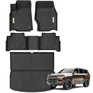 YITAMOTOR Floor Mats and Cargo Mats for Jeep Grand Cherokee (Include 4xe NOT for L or WK) 2022-2025, All Weather Custom Fit TPE 1st & 2nd Rows Mat and Cargo Liners, Cherokee Accessories