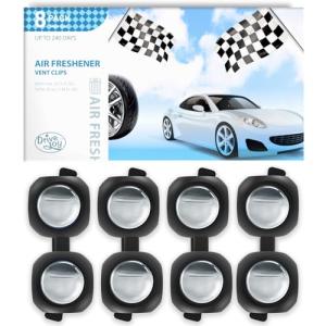 Car Air Freshener Vent Clips, 8 Pack, Provides Long-Lasting Scent, Up to 240 Days, Odor Eliminator (New Car Scent)