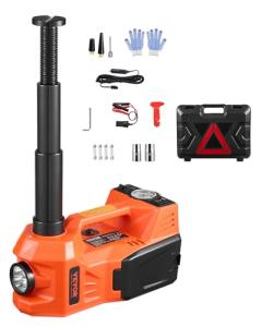 VEVOR Electric Car Jack, 5 Tons /11000 lbs, Electric Scissor Jack with Built-In Inflator, 12V Adjustable Tire Change Replacement with Secure Hammer & LED Light, Portable Jack kit for Sedan, SUV, Truck