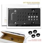 License Plate Frame – Stealth Black Powder Coat UV Resistant Rust-Proof Steel Plate Holder - One Piece - Compatible with F SPORT IS ES RC RX LX GS LC F-SPORT (3D RAISED LETTER with MOUNTING HARDWARE)