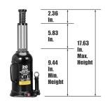 YELLOW JACKET 20 Ton Bottle Jack, Heavy-Duty Hydraulic Welded Bottle Jack, Black
