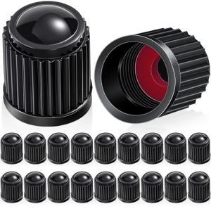 Outus 20 Pcck Tire Valve Team Caps Car Tire Caps Plastic Universal Black Stem Covers for Bike Bicycle Cars Suv Trucks Motorcycles