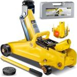 AUTOWN 2 Ton (4000 lbs) Low Profile Hydraulic Trolley Floor Jack Kits with Solid Storage Case and Rubber Pad, Portable Car Floor Jack with Lifting Range 4.9"-11.8", for Auto, Yellow