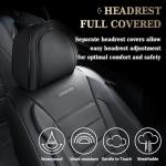 Coverado Car Seat Covers Full Set, Black Seat Covers for Cars, Car Seat Cover, Car Seat Protector, Nappa Leather Car Seat Cushion, Waterproof Car Seat Covers Front Seats and Back Fit for Most Cars