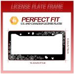 Flowers and Butterflies License Plate Frame Floral License Plate Stainless Steel Auto Parts Funny License Plate Decorative with Screws Size 12.3" x 6.3" for Men Women