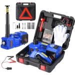 Electric Car Jack kit 5 Ton 12V Electric Floor Jack Lift for Vehicle, Electric Hydraulic Jack Auto Repair Tool Set with Built-in Inflator and Impact Wrench for SUV Sedan Truck Tire Change Blue