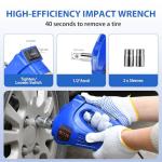 Electric Car Jack kit 5 Ton 12V Electric Floor Jack Lift for Vehicle, Electric Hydraulic Jack Auto Repair Tool Set with Built-in Inflator and Impact Wrench for SUV Sedan Truck Tire Change Blue