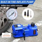 Electric Car Jack kit 5 Ton 12V Electric Floor Jack Lift for Vehicle, Electric Hydraulic Jack Auto Repair Tool Set with Built-in Inflator and Impact Wrench for SUV Sedan Truck Tire Change Blue