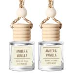 Amber & Vanilla Hanging Car Air Freshener – Long Lasting Essential Oil Diffuser for Car, Closet, Bathroom – 2-Pack Natural Scent Deodorizer