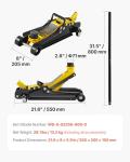 VEVOR 2.5 Ton Low Profile, Heavy-Duty Steel Racing Floor Jack with Single Piston Lift Pump, Lifting Range 3.35"-14.96"