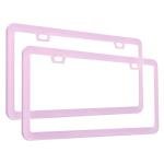 Fashion Super Slim Matte Cherry Blossom Pink License Plate Frames,Stainless Steel License Plate Holders,Weather Proof License Plate Cover for Women(2 Frames)