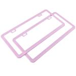Fashion Super Slim Matte Cherry Blossom Pink License Plate Frames,Stainless Steel License Plate Holders,Weather Proof License Plate Cover for Women(2 Frames)
