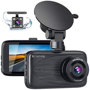 Milerong Dash Cam Front and Rear with Night Vision, Mini 1080P FHD Dash Camera for Cars, G-Sensor, Loop Recording, Parking Monitor, Motion Detection,WDR