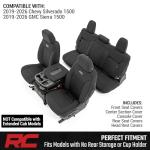 Rough Country Neoprene Seat Covers for Chevy Silverado & GMC Sierra 1500 (2019-2026) w/No Rear Seat Storage or Cup Holder - Waterproof & UV Resistant, Foam Padded, Front & Rear Row Cover Set