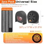 Tire Covers Sets of 2 for RV,Truck,SUV,Trailer Camper,MPV and Van,Heavy Duty Waterproof 600D Oxford Fabric Trailer Tire Wheel Protector Covers,Universal Fits 26-29 Inch Tires Diameter,Black