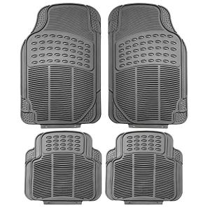FH Group Automotive Floor Mats Universal Fit Heavy Duty Rubber for All Weather Protection Fits Most Cars, SUVs, and Trucks, 4 Piece (Full Set Trimmable) Gray