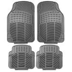 FH Group Automotive Floor Mats Universal Fit Heavy Duty Rubber for All Weather Protection Fits Most Cars, SUVs, and Trucks, 4 Piece (Full Set Trimmable) Gray