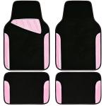 CAR PASS Jelly Waterproof Universal Fit Car Floor Mats, Girly Car Carpet Mats with Anti-Slip Nibbs Backing & Driver Heel Pad Fit for SUV, Vans, sedans, Cute car mats of 4pcs for Women (Pink)