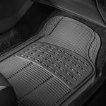 FH Group Automotive Floor Mats Universal Fit Heavy Duty Rubber for All Weather Protection Fits Most Cars, SUVs, and Trucks, 4 Piece (Full Set Trimmable) Gray
