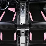 CAR PASS Jelly Waterproof Universal Fit Car Floor Mats, Girly Car Carpet Mats with Anti-Slip Nibbs Backing & Driver Heel Pad Fit for SUV, Vans, sedans, Cute car mats of 4pcs for Women (Pink)