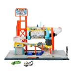 Matchbox Toy Car Track Set, Spin Cyclone Car Wash Playset with 1:64 Scale Corvette & Tow Truck, Features Spinning Wash Tunnel, Tune-Up Shop & Parking