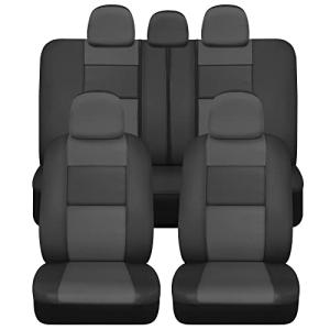 BDk Faux Leather Car Seat Cover Full Set - Front & Rear Split Bench Charcoal Seat Covers For SUV & Truck Seat Covers, Airbag Compatible - Protective Seat Covers for Car Seats & Car Accessories