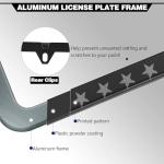 American Flag License Plate Frames, 2 Pack Black Patriotic USA Car Plate Frame, Aluminum License Plate Holder with Free Screws Fasteners Caps and Tool