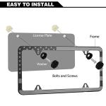 American Flag License Plate Frames, 2 Pack Black Patriotic USA Car Plate Frame, Aluminum License Plate Holder with Free Screws Fasteners Caps and Tool