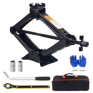 Heavy Duty Scissor Jacks for Car Set,Portable Car Jack Kit Lifts Heights of 3.93 to 15.35 Inch,2 Ton 4409 lbs Tire Jack Kit for Cars with Tire Wrench & Ratchet Wrench