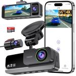 3 Channel 5G WiFi Dash Cam, 4K+2.5K+2.5K Dash Cam Front and Rear Inside with 64GB Card, 3.39" IPS Screen, G-Sensor, Loop Recording, Parking Monitor, IR Night Vision, 170° Wide Angle, WDR, Grey