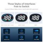 AZIJYV H2 GPS Speedometer Digital Speedometer GPS HUD Universal All Cars Head Up Display Vehicle Speed Compass MPH KMH Speed Gauge Plug and Play