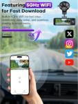 3 Channel 5G WiFi Dash Cam, 4K+2.5K+2.5K Dash Cam Front and Rear Inside with 64GB Card, 3.39" IPS Screen, G-Sensor, Loop Recording, Parking Monitor, IR Night Vision, 170° Wide Angle, WDR, Grey