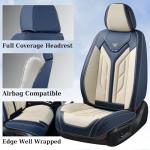 Coverado Car Seat Covers Full Set, Leather Seat Covers for Cars, Automotive Seat Covers Car Seat Protectors Car Accessories Universal Fit for Most Sedans SUV Pick-up Truck(Blue&Beige)