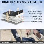 Coverado Car Seat Covers Full Set, Leather Seat Covers for Cars, Automotive Seat Covers Car Seat Protectors Car Accessories Universal Fit for Most Sedans SUV Pick-up Truck(Blue&Beige)