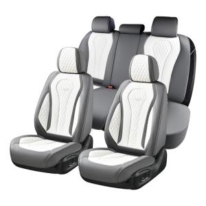 Coverado Seat Covers, Car Seat Covers Full Set, White Car Seat Cover, Car Seat Cushion Waterproof, Front Seats Back Seat Covers, Luxury Seat Cover Car Seat Protector Universal Fit Most Cars