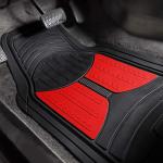 FH Group Full Set Trimmable Rubber Floor Mats, Monster Eyes (Red) - Universal Fit for Cars Trucks and SUVs