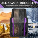 CAR PASS Heavy Duty Rubber Car Mats Metallic,Aluminum Film All Weather Floor Mats Waterproof Universal Trim to Fit SUVs Sedans Vans 4 Piece Anodized Deep Dish Two-Tone Sporty Black Purple Chrome