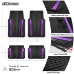 CAR PASS Heavy Duty Rubber Car Mats Metallic,Aluminum Film All Weather Floor Mats Waterproof Universal Trim to Fit SUVs Sedans Vans 4 Piece Anodized Deep Dish Two-Tone Sporty Black Purple Chrome