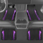 CAR PASS Heavy Duty Rubber Car Mats Metallic,Aluminum Film All Weather Floor Mats Waterproof Universal Trim to Fit SUVs Sedans Vans 4 Piece Anodized Deep Dish Two-Tone Sporty Black Purple Chrome