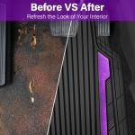 CAR PASS Heavy Duty Rubber Car Mats Metallic,Aluminum Film All Weather Floor Mats Waterproof Universal Trim to Fit SUVs Sedans Vans 4 Piece Anodized Deep Dish Two-Tone Sporty Black Purple Chrome
